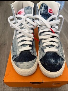 Nike blazer 77 High Top Denim jean Sneakers shoes hi skate style